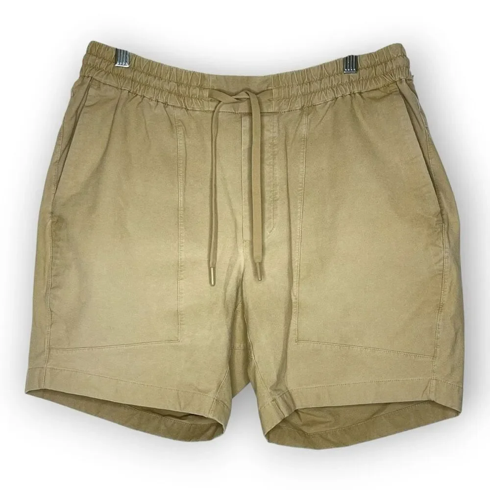 Lululemon Bowline Short Tan Cotton Pull On Elastic Drawstring Men’s Large M7ARGS